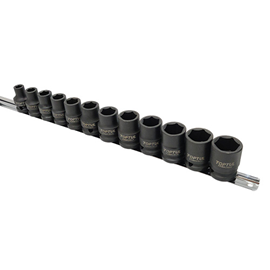 Набор ударных головок 1/2" 12 ед. 8,10,12~19,21,22мм  (на планке) TOPTUL GAAQ1612M