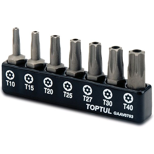 Набор бит 1/4" 7ед. (Torx: T10-T40 с отверстием)  TOPTUL GAAV0703