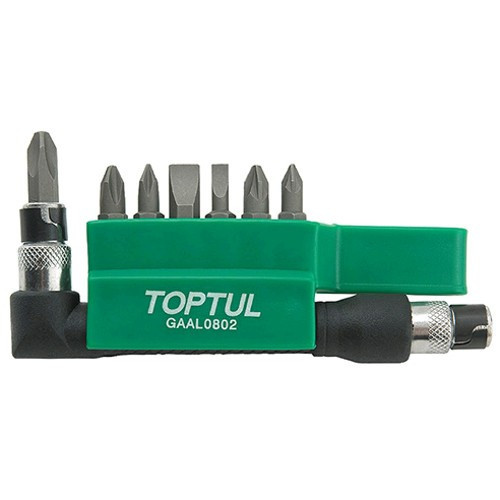 Набор бит 1/4" + Гобр.перех. 8ед.  TOPTUL GAAL0802