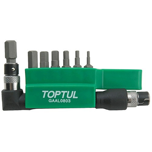 Набор бит 1/4" HEX 2-8мм + Гобр.перех. 8ед.  TOPTUL GAAL0803