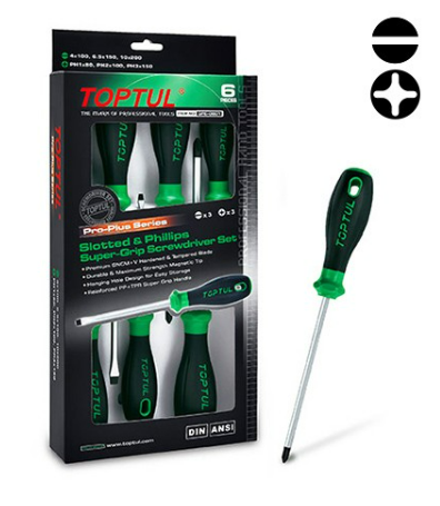 Набор отверток 6 ед. PRO-PLUS SERIES (PH, SL) GFE-0601 TOPTUL