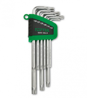 Набір Г-обр. ключів TORX T10-T50 9ед. довгих TOPTUL GSN-09LS для СТО та автосервісу, ціна, купити, Київ