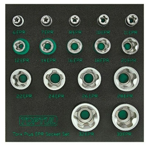 Haбоp гoлoвoк Tesla и Ford  Torx Plus EPR 1/4"&3/8"&1/2" 6EPR-32EPR 16oд. GABF1601 TOPTUL