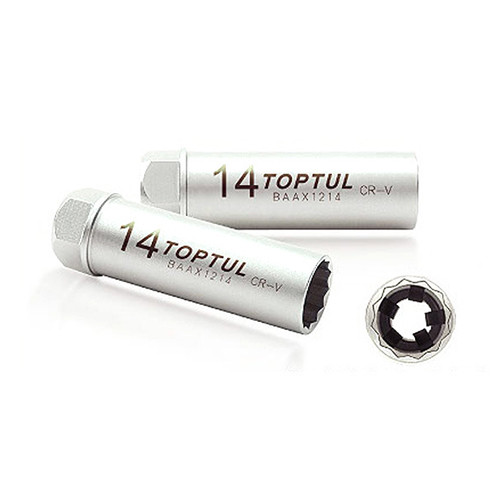 Свечная головка 14мм 3/8" 12 гр. L 90мм  TOPTUL BSBA1214S