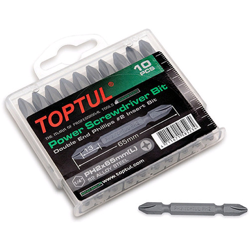 Набор бит 1/4" PH2х65мм двухсторонних 10шт.  TOPTUL GAAW1001