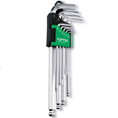 Набор дюймовых Г-обр.шестигранников с шаром  1/16"-3/8" 9ед.  TOPTUL   GBAL0901