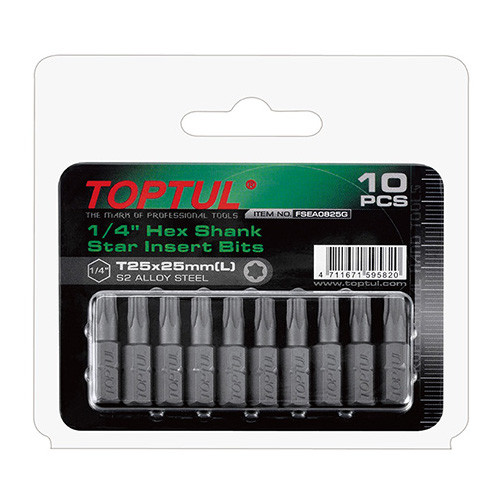 Набор бит 1/4" L25мм T40 10ед. на блистере  TOPTUL FSEA0840G