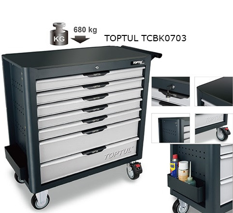 Тележка для инструмента 7 секций  JUMBO NEW PRO-LINE (серая)  TOPTUL TCBK0703
