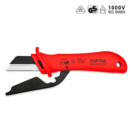 Нож кабельный изолированный 1000V VDE со сменным лезвием  TOPTUL SFAC5018V4