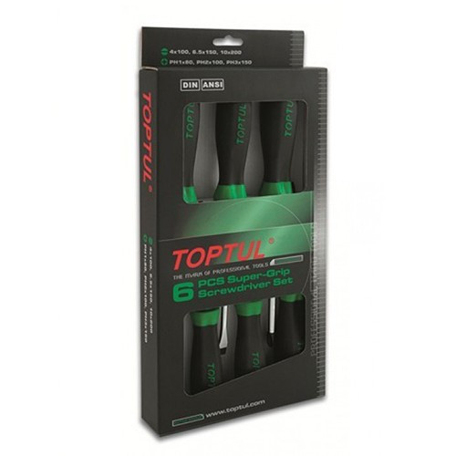 Набор отверток 6 ед. (PH1x80, PH2x100, PH3x150, SL4x100, SL6,5x150, SL10x200)  TOPTUL GAAE0611