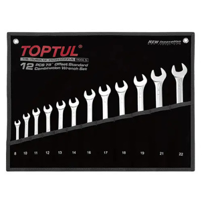 Набір ключів комбінованих (кут 75 °) 12шт. 8-22мм (чорний чохол) TOPTUL GPAN1201 для СТО та автосервісу, ціна, купити, Київ
